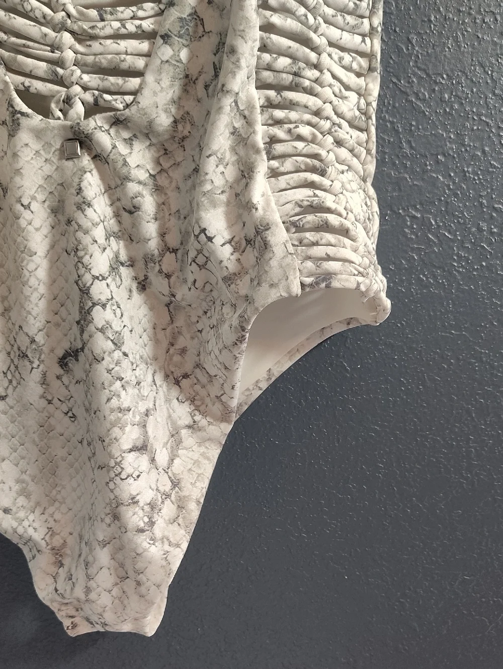 cheeky Plunging  Exotic Dolce Vita Beige Snake-Print One-Piece Swimsuit